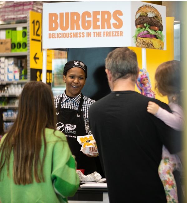 Product Sampling in Supermarket of Silver Fern Farms Pure Burgers